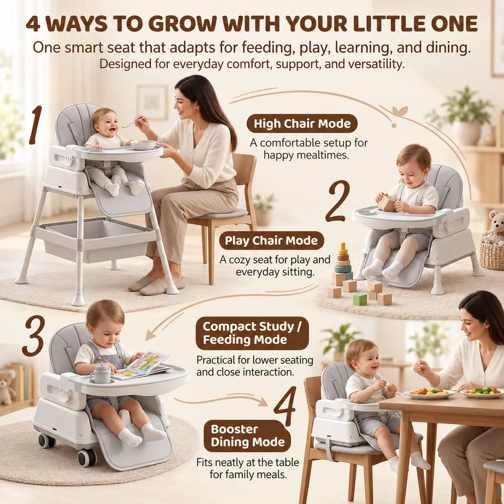 4 ways to grow StarDine Baby High Chair Grey