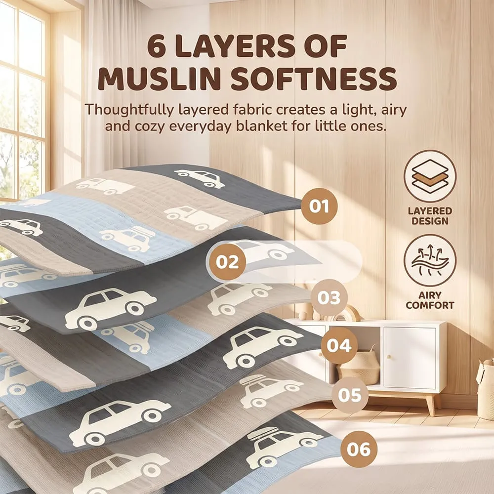 6 layers of muslin Korean Muslin Blanket Car print