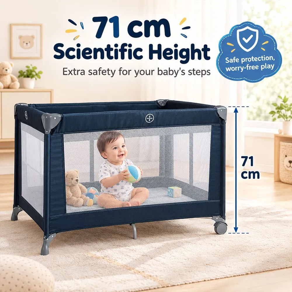 71 cm height Baby Playpen Crib Blue