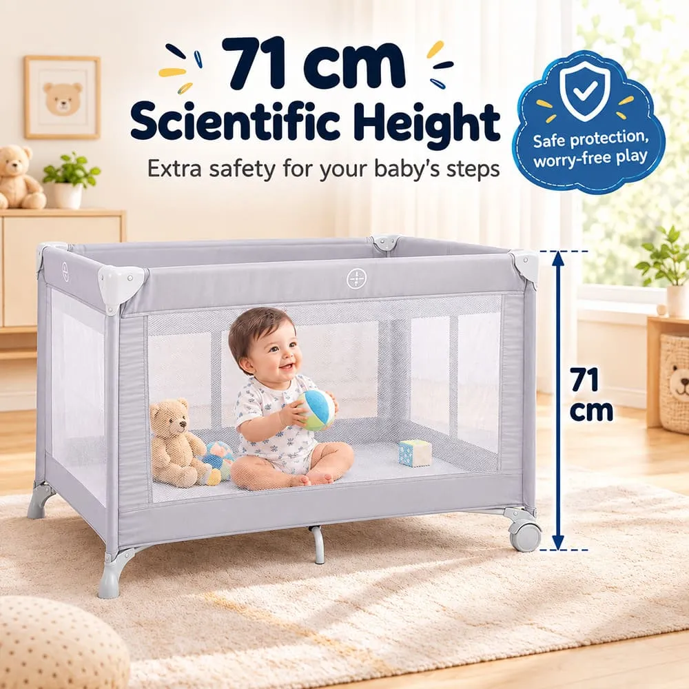 71 cm height Baby Playpen Crib grey