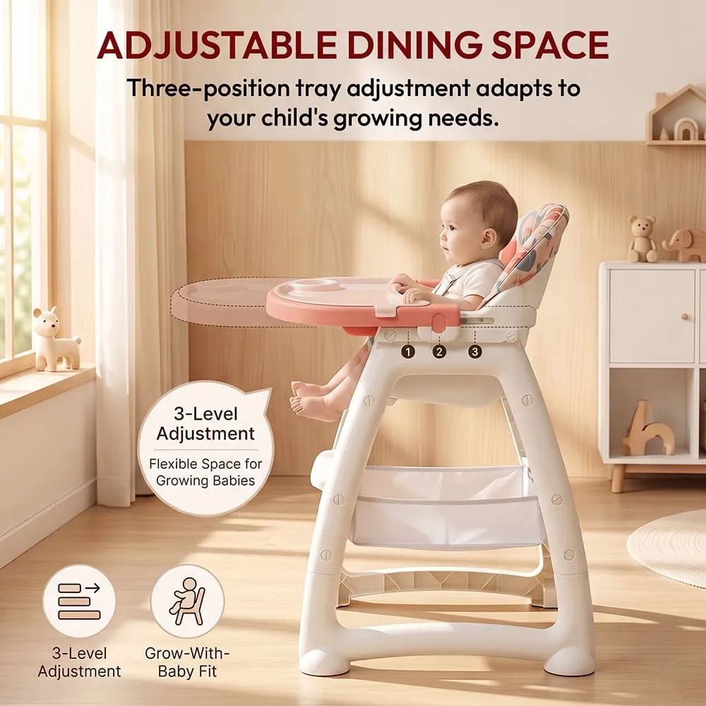 Adjustable dining space Tiny Dine High Chair Pink
