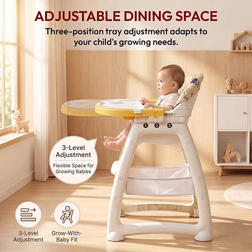 Adjustable space Tiny Dine High Chair Yellow