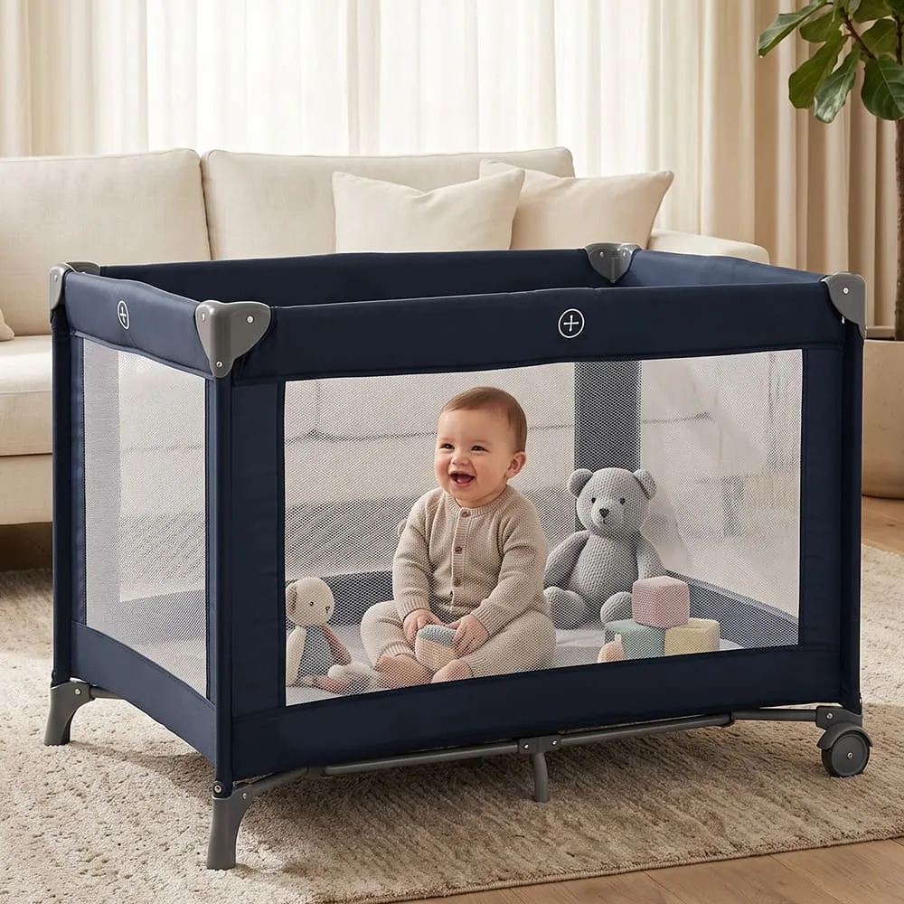 Baby Playpen Crib Blue