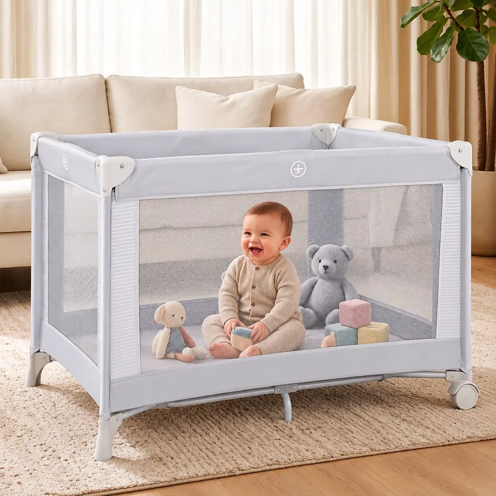 Baby Playpen Crib grey