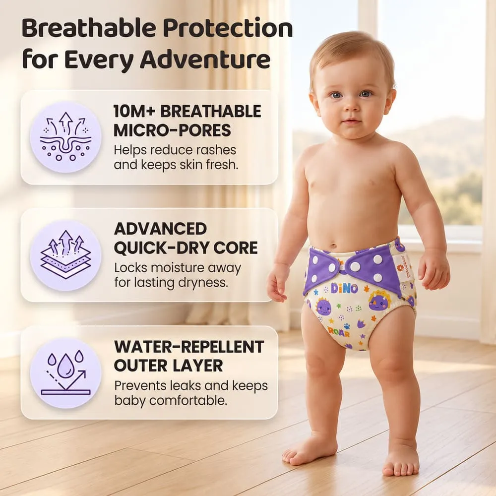 Breathable protection Baby reusable diaper purple