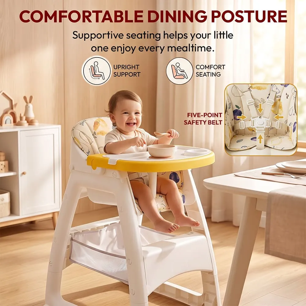 Comfortable dining posture Tiny Dine High Chair Yellow