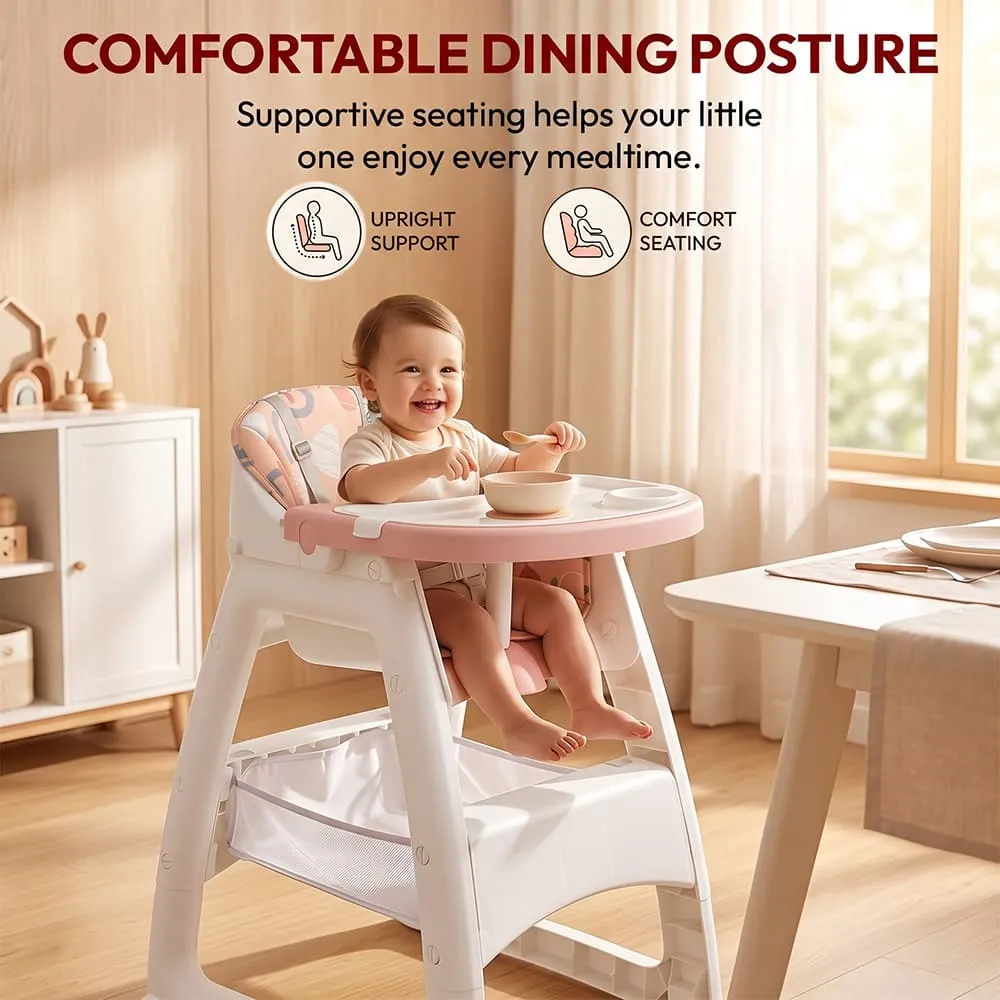 Comfortable posture of Tiny Dine High Chair Pink