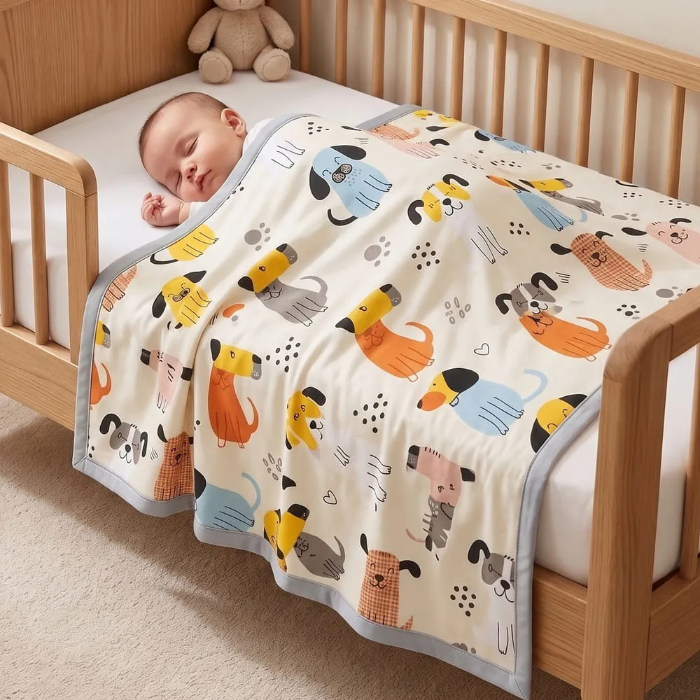 Cotton Dohar Puppy print