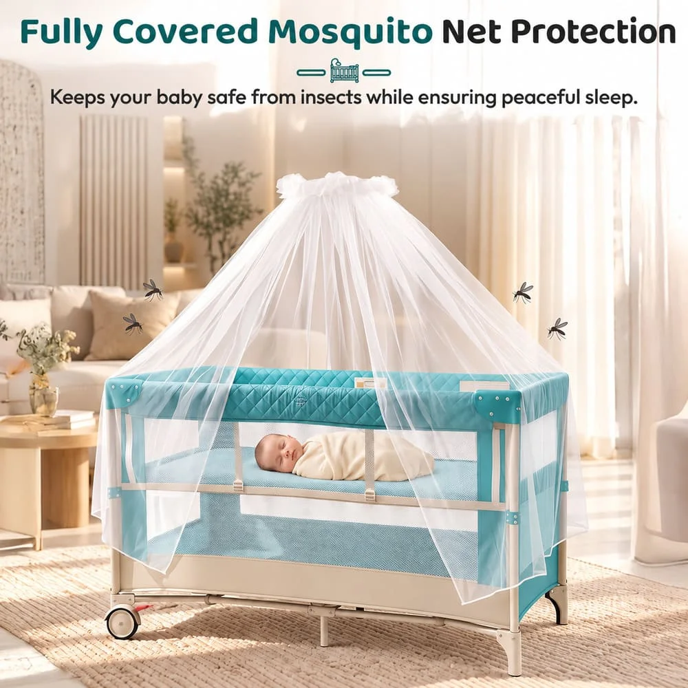 Cozycove Bedside crib copy Sage Green+Warm Beige
