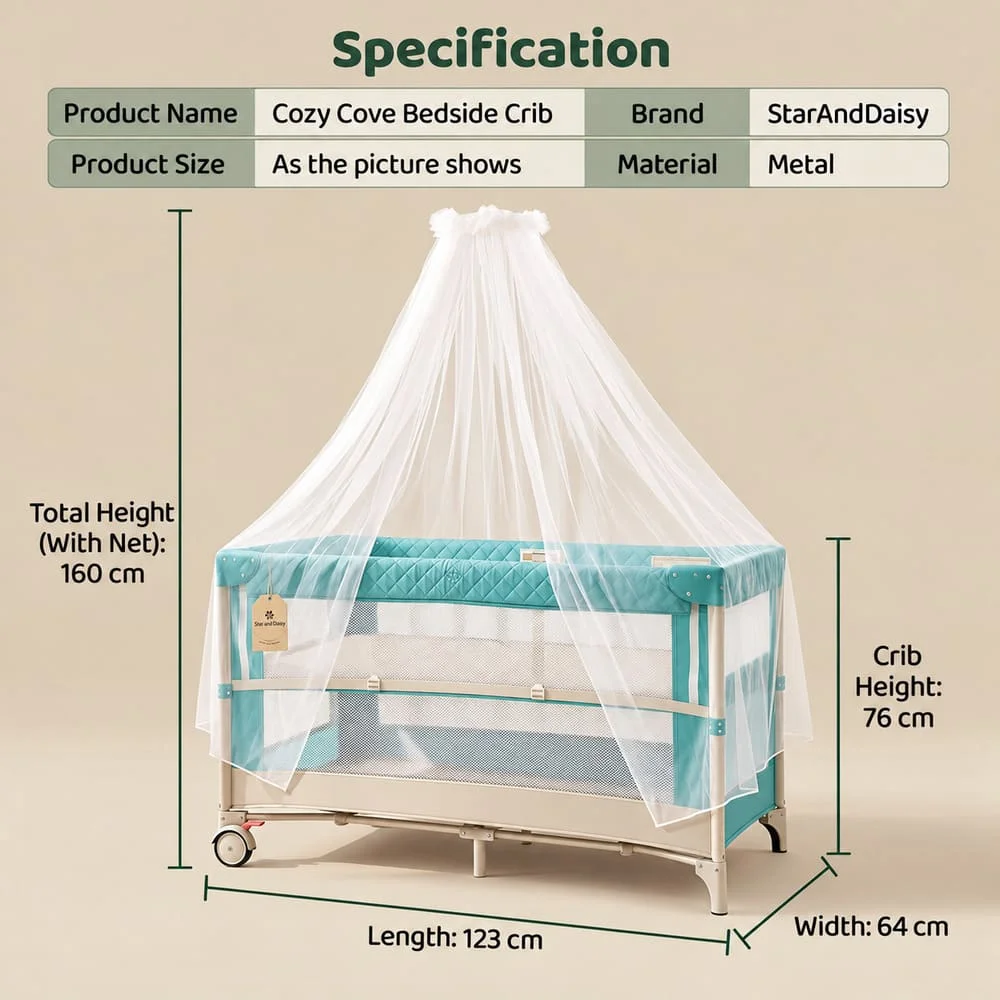 Cozycove Bedside crib copy Sage Green+Warm Beige