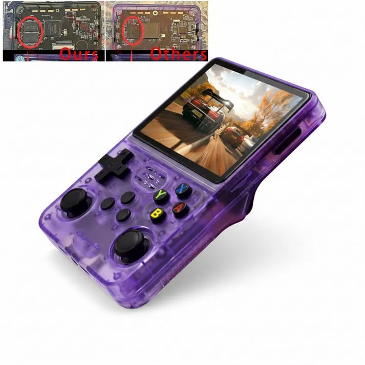 Cubonic Xplore R36S Dual RAM Chips Handheld Gaming Console purplr