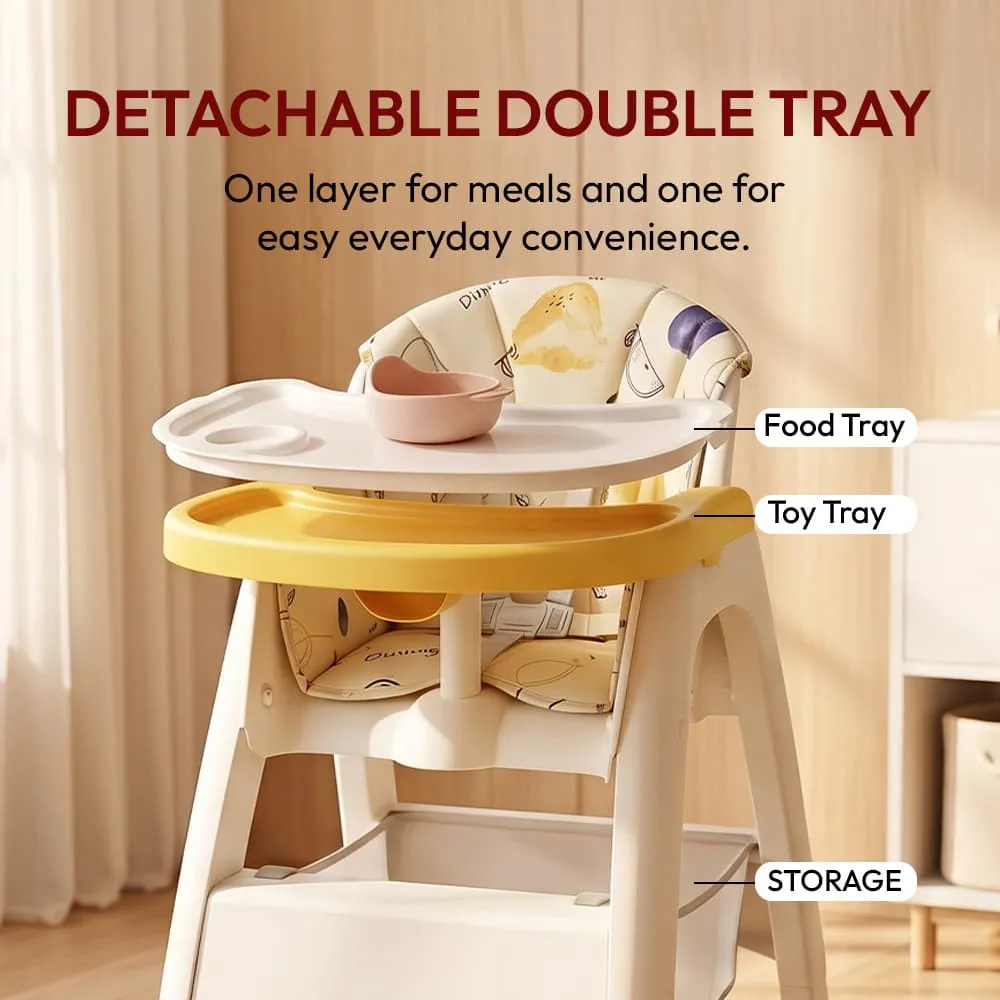 Detacheable double tray Tiny Dine High Chair Yellow