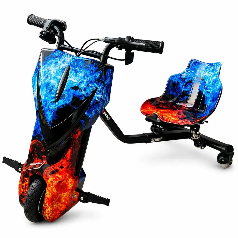 HoverPro Drifter Pro (Coolfire) Kids Drifter, 3-Wheel Electric Ride-On with LED Front Wheel, and Bluetooth Speaker
