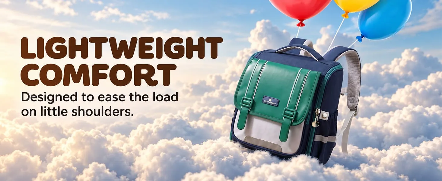 Kids School Bag for Grades 1–6, Water-Resistant Backpack