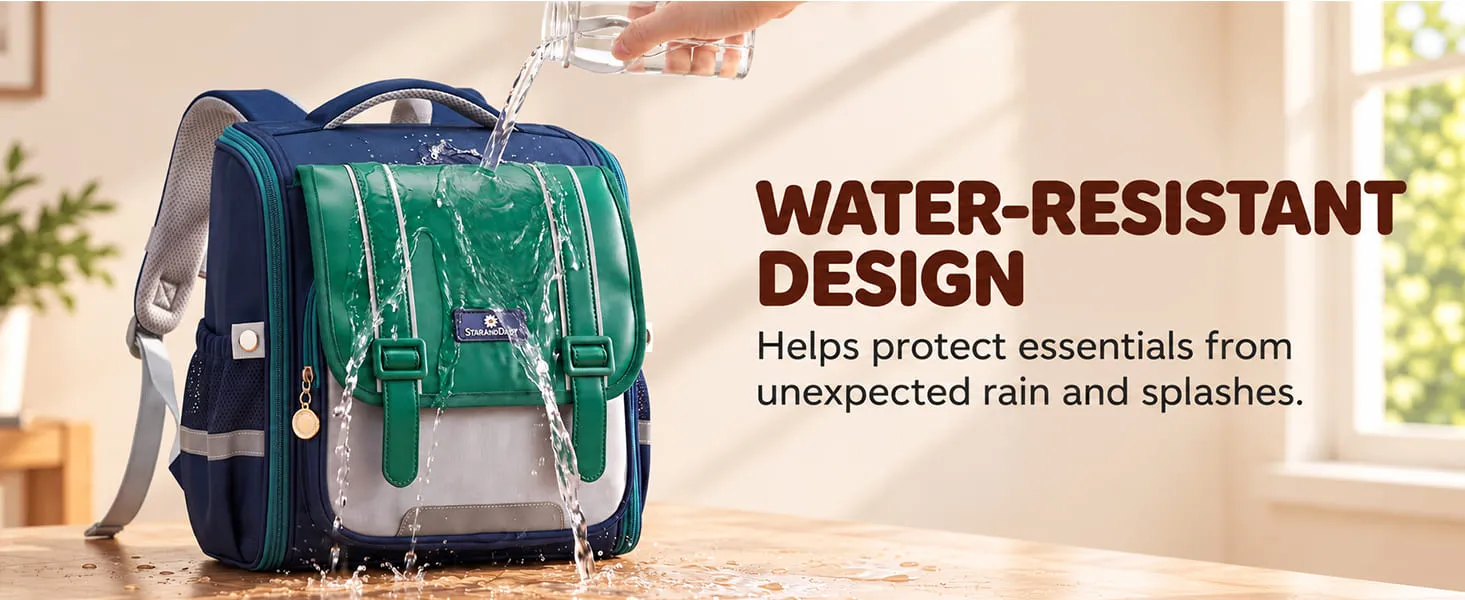 Kids School Bag for Grades 1–6, Water-Resistant Backpack