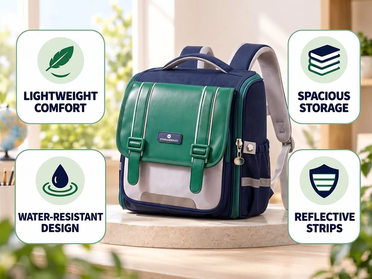 Kids School Bag for Grades 1–6, Water-Resistant Backpack