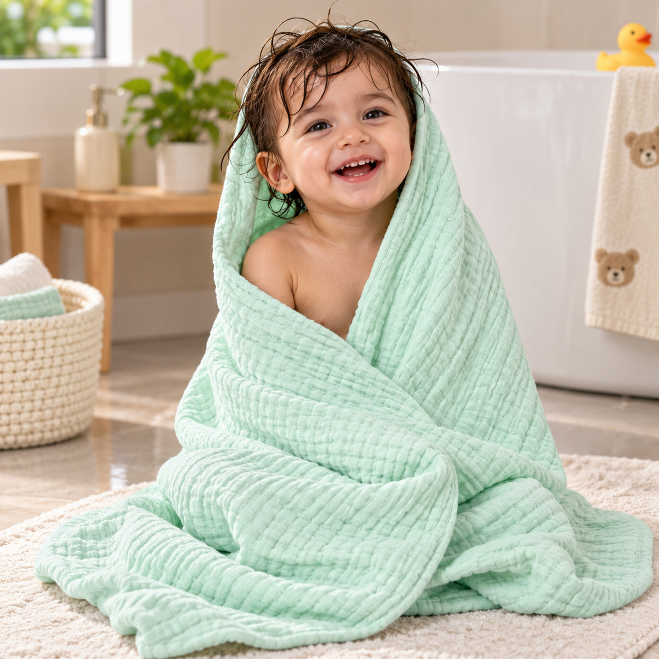 Mulin bath towel green1