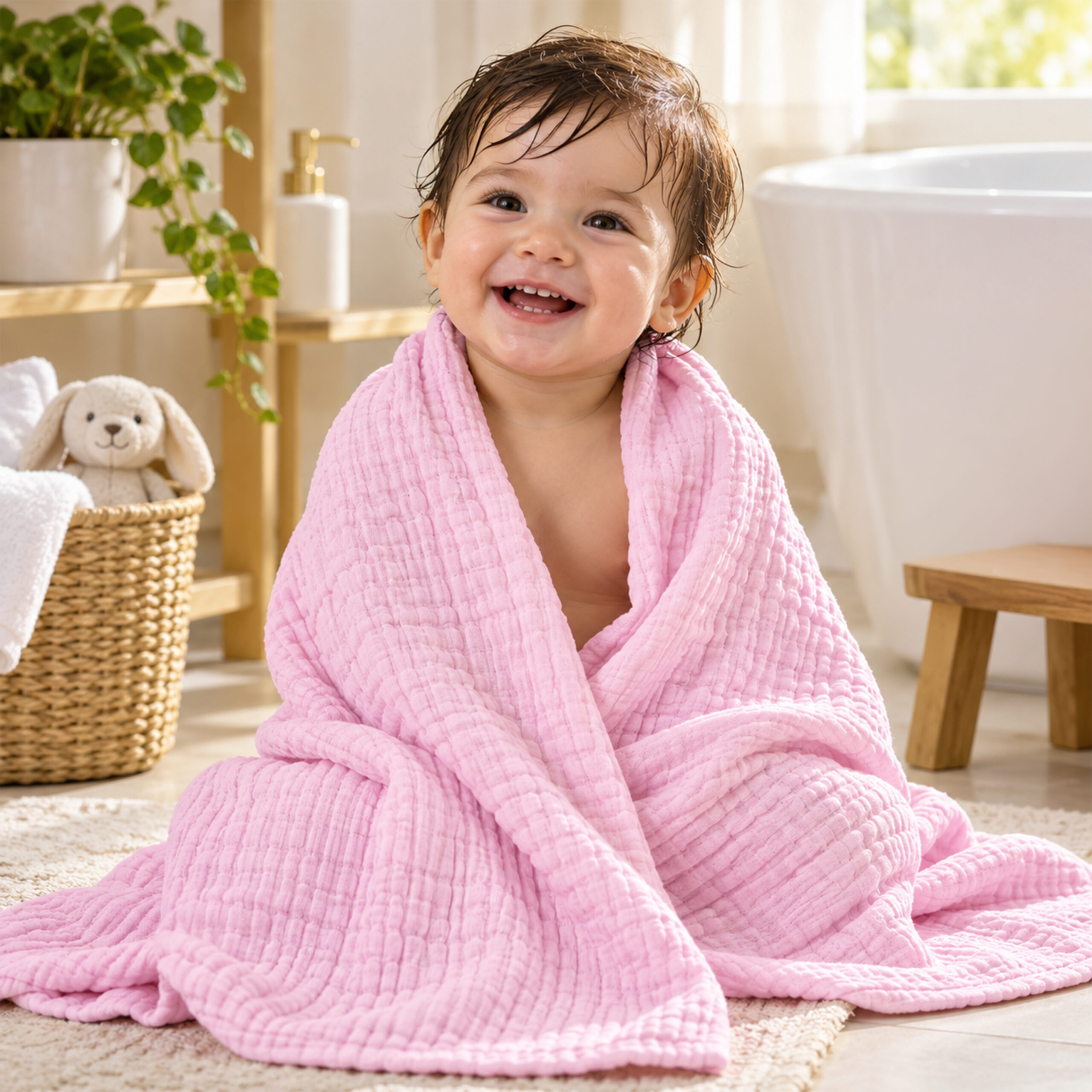 Mulin bath towel pink