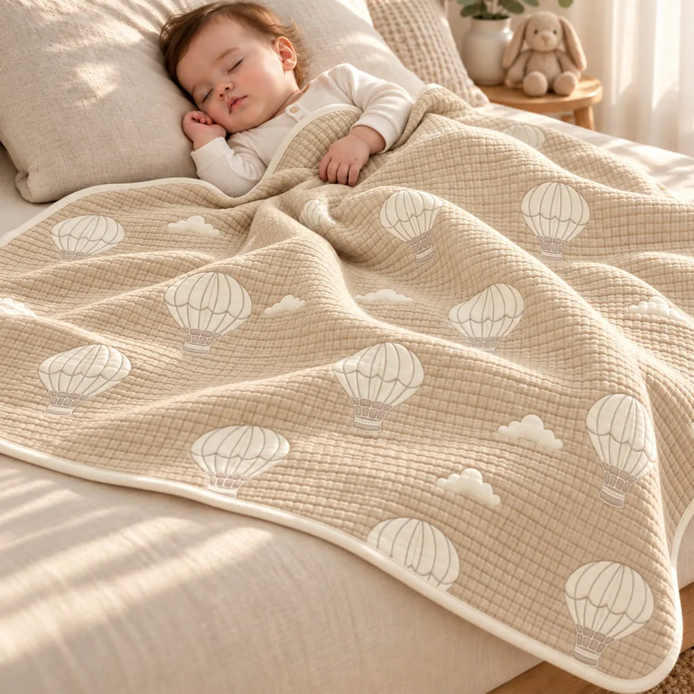 Muslin 6 layer blanket beige balloon