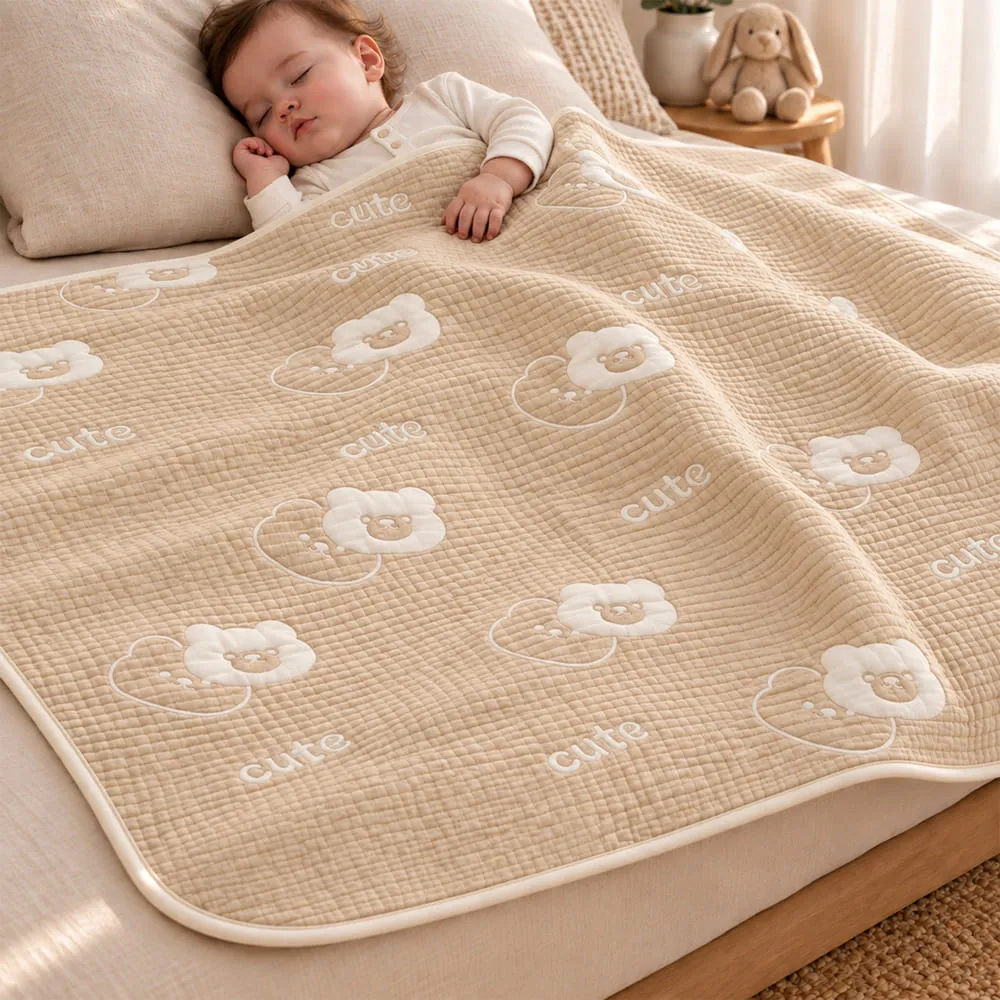 Muslin 6 layer blanket beige big teddy