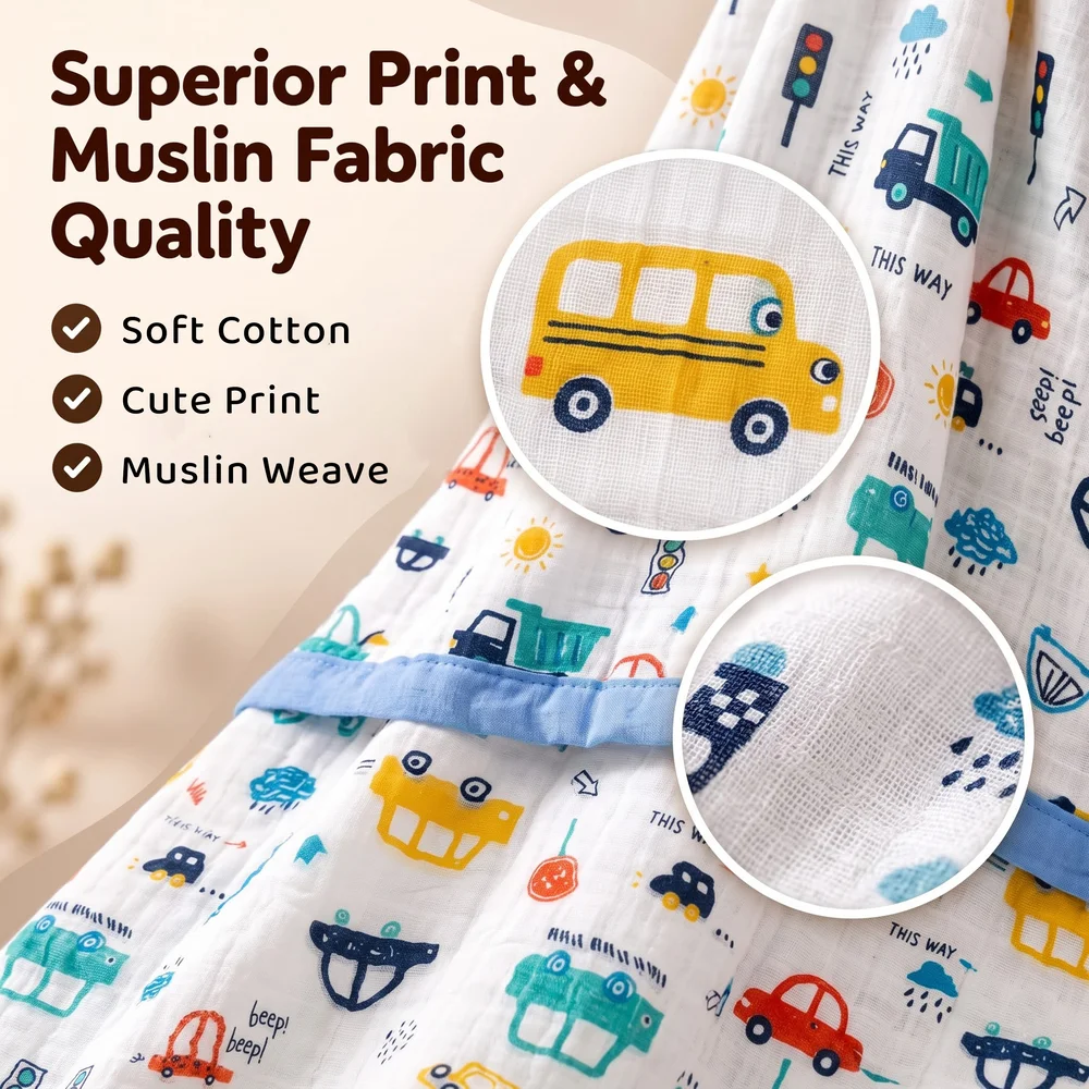 Muslin cotton blanket car print1