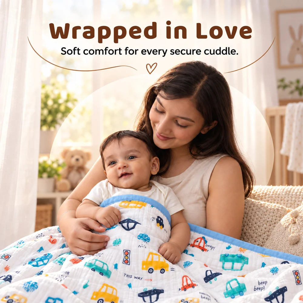Muslin cotton blanket car print3
