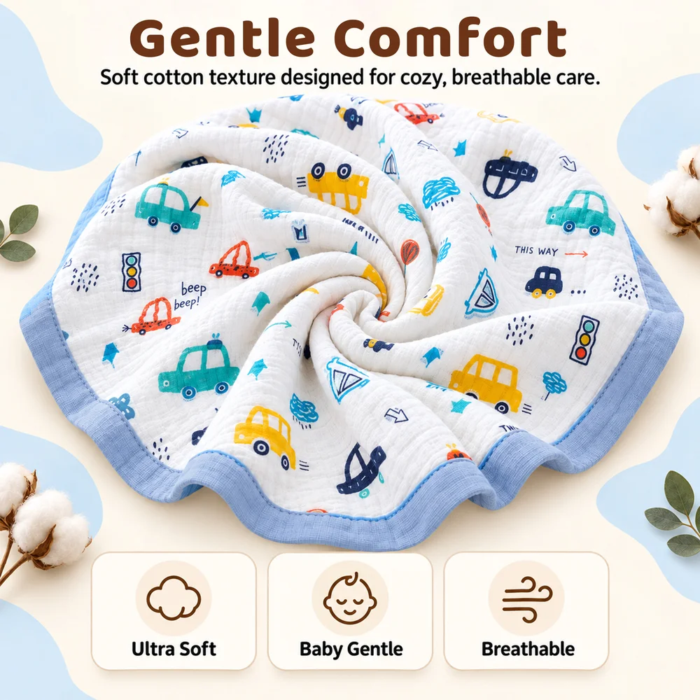 Muslin cotton blanket car print4