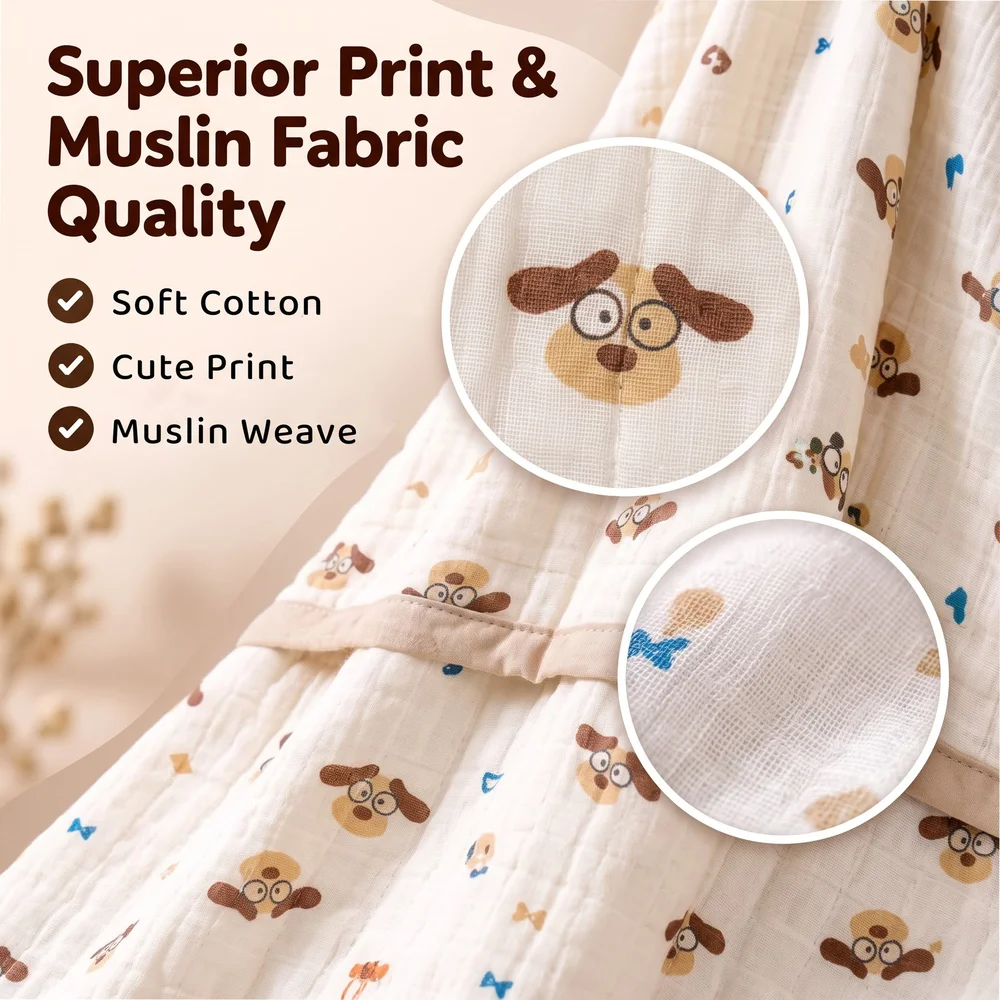 Muslin cotton blanket dog print1