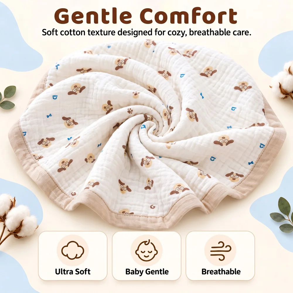 Muslin cotton blanket dog print3