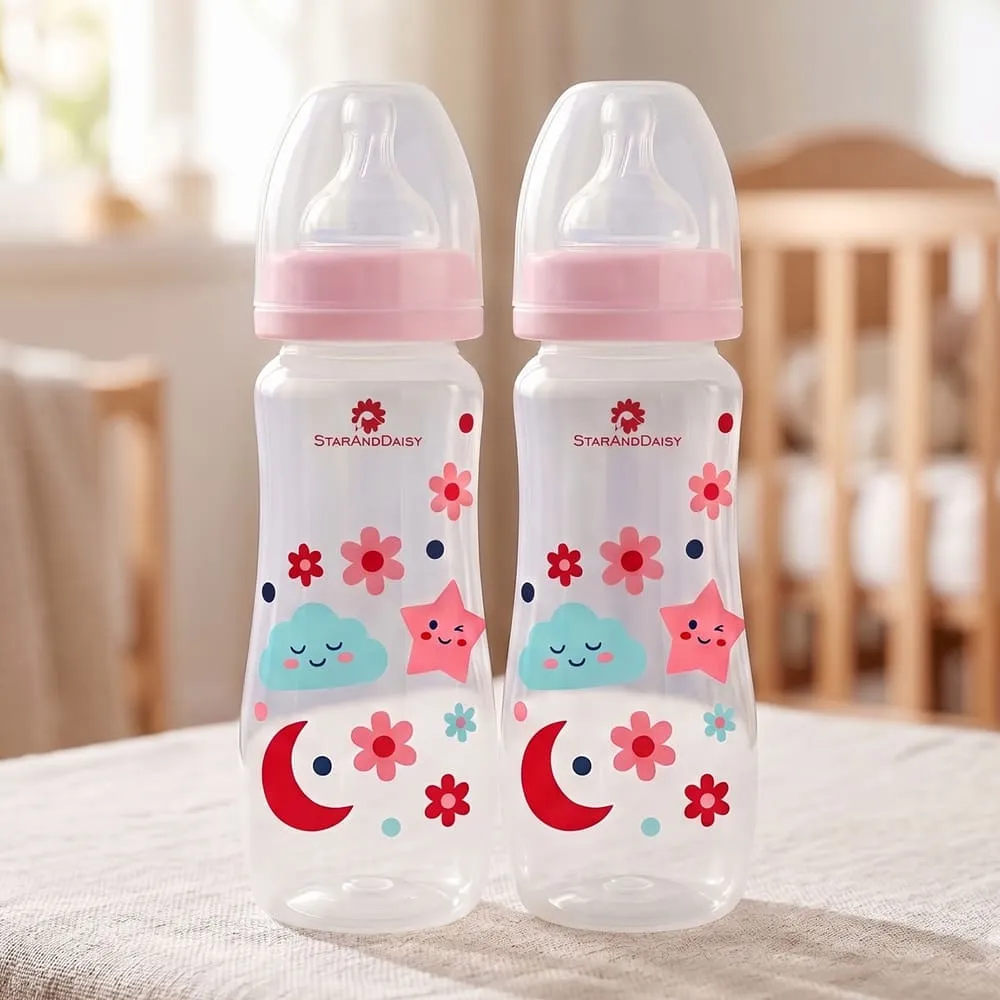 Plastic Feeding Bottle Slim Neck 250ml Pack Of 2 pink