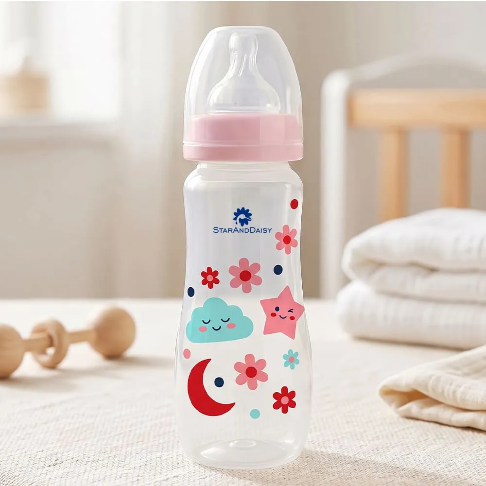 Plastic feeding bottle slim neck 250ml pink