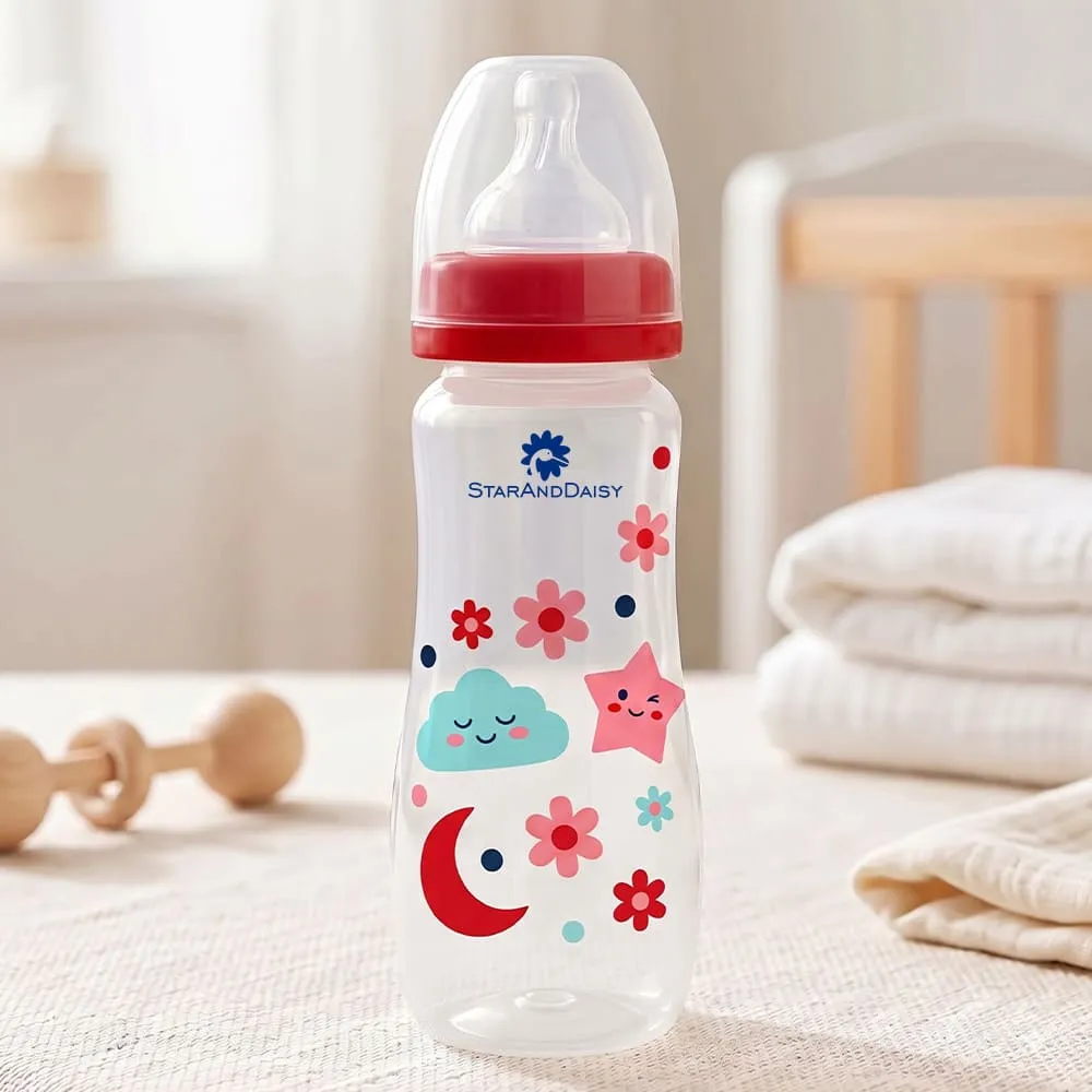 Plastic feeding bottle slim neck 250ml red