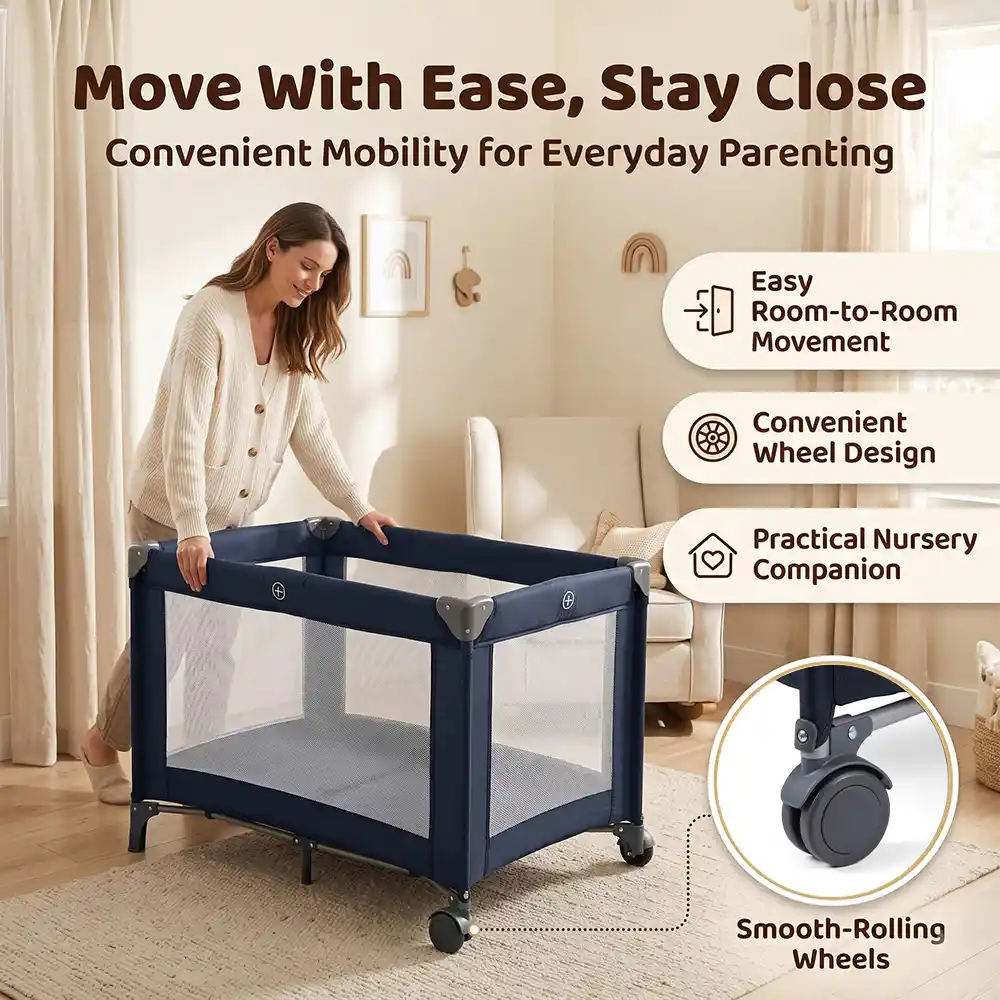 Playpen and crib Blue