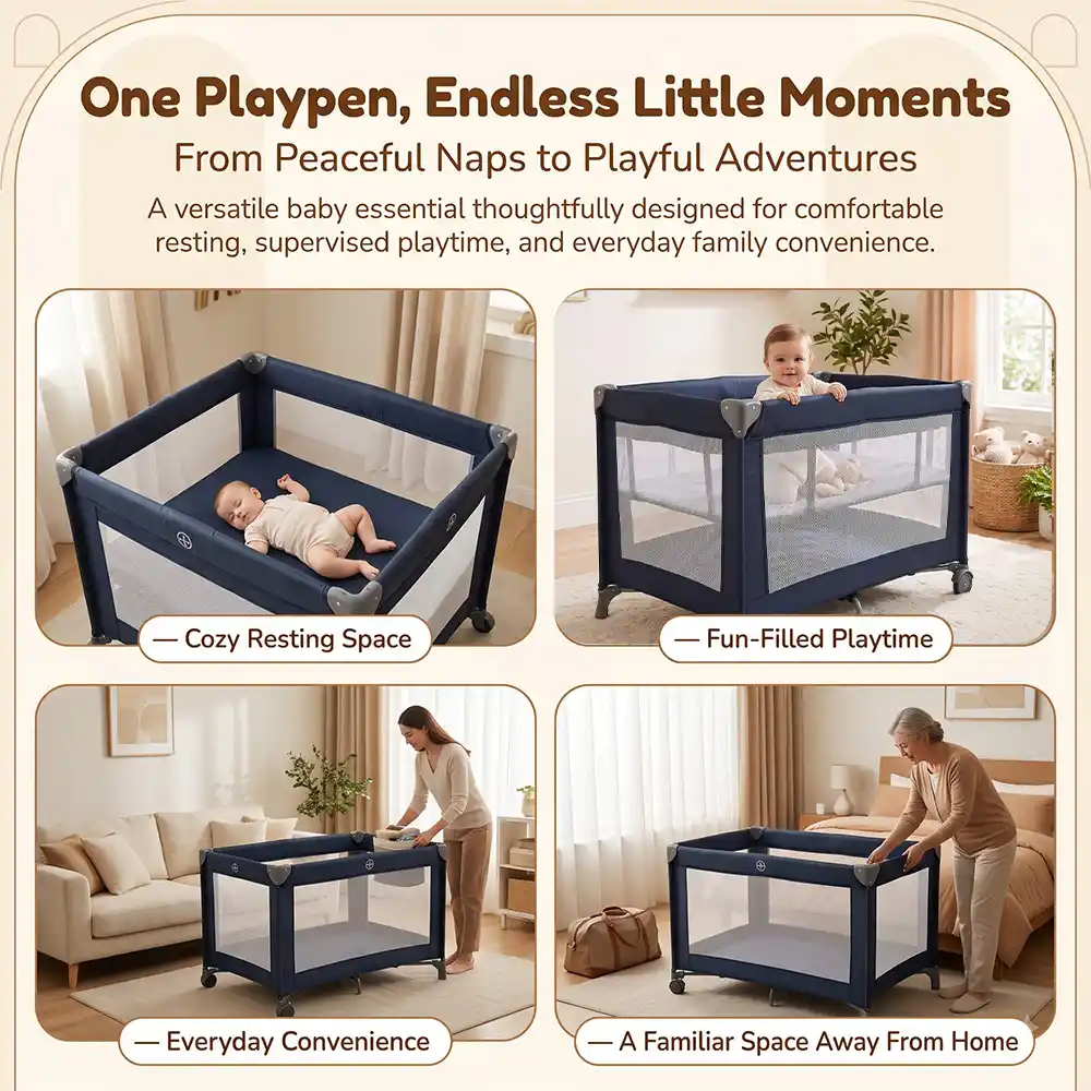 Playpen and crib Blue