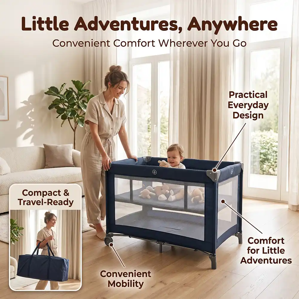 Playpen and crib Blue