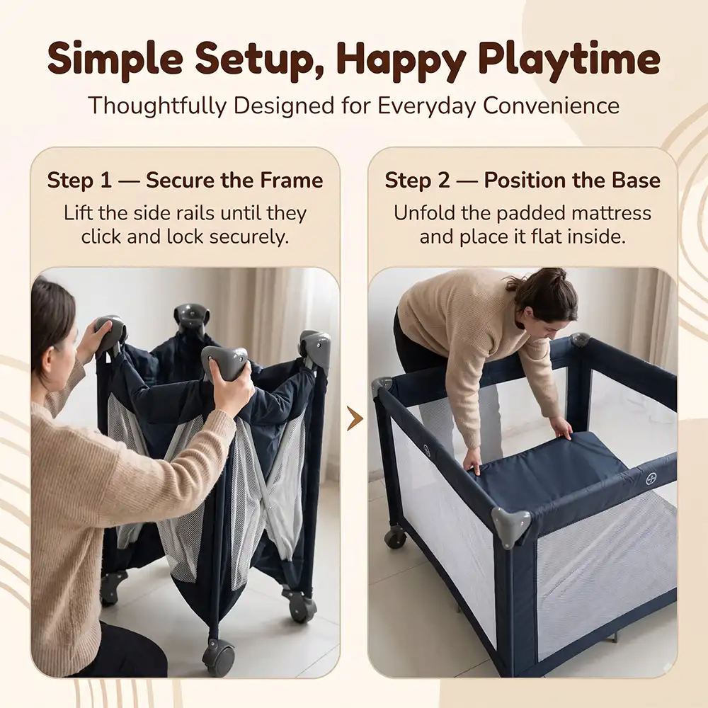 Playpen and crib Blue