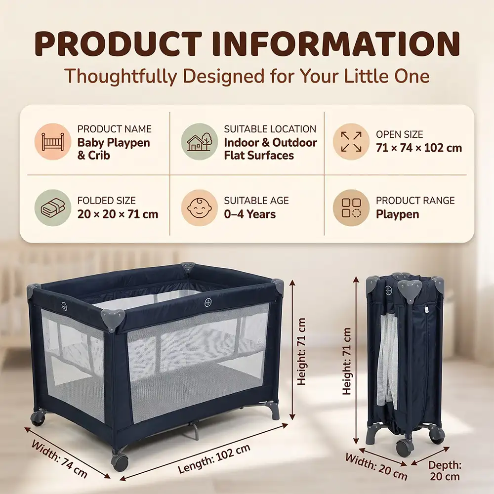 Playpen and crib Blue