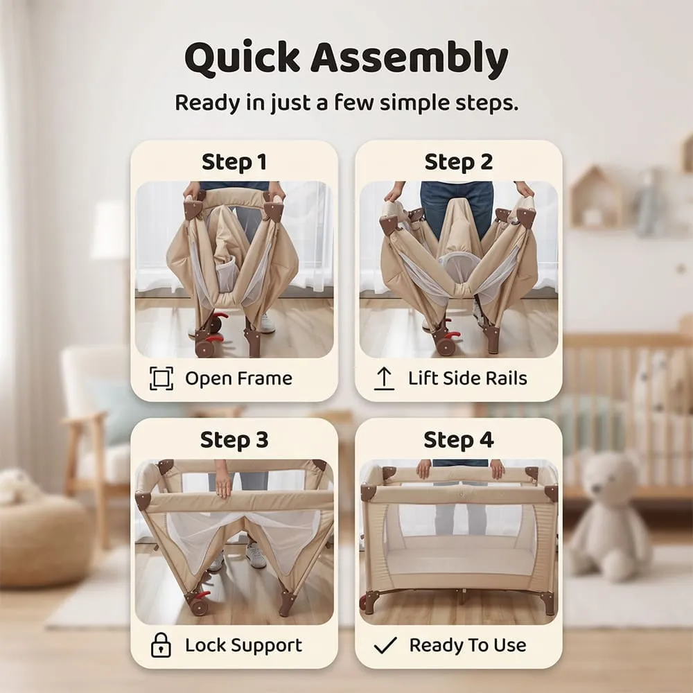 Quick assemble Cozycove Baby Crib Light brown