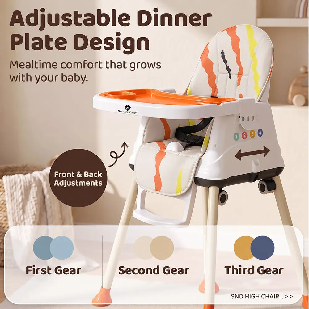 adjustable dinner plate 4 in 1 High Chair printed orange