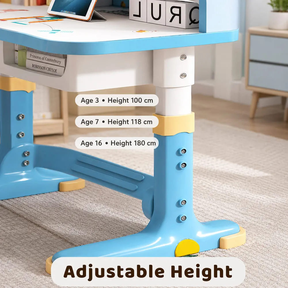 adjustable height 603 Kids Study Table Blue