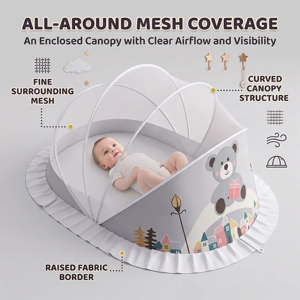all around coverage baby mosquito net foldable canopy style grey