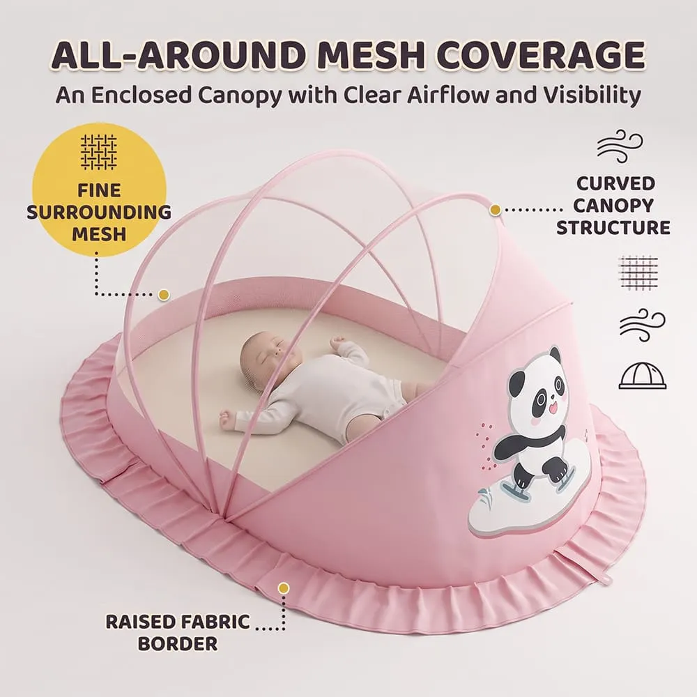 all around mesh baby mosquito net foldable canopy style pink