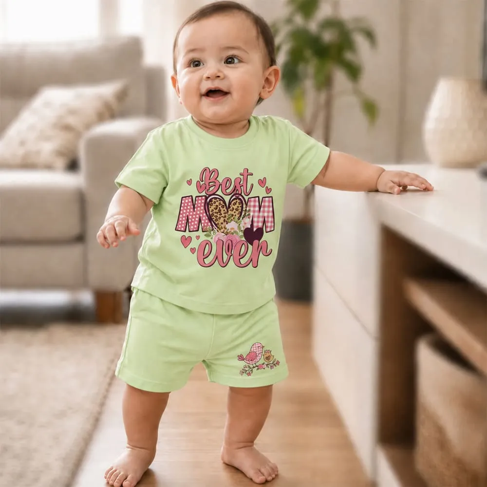 baby tshirt green best mom boy