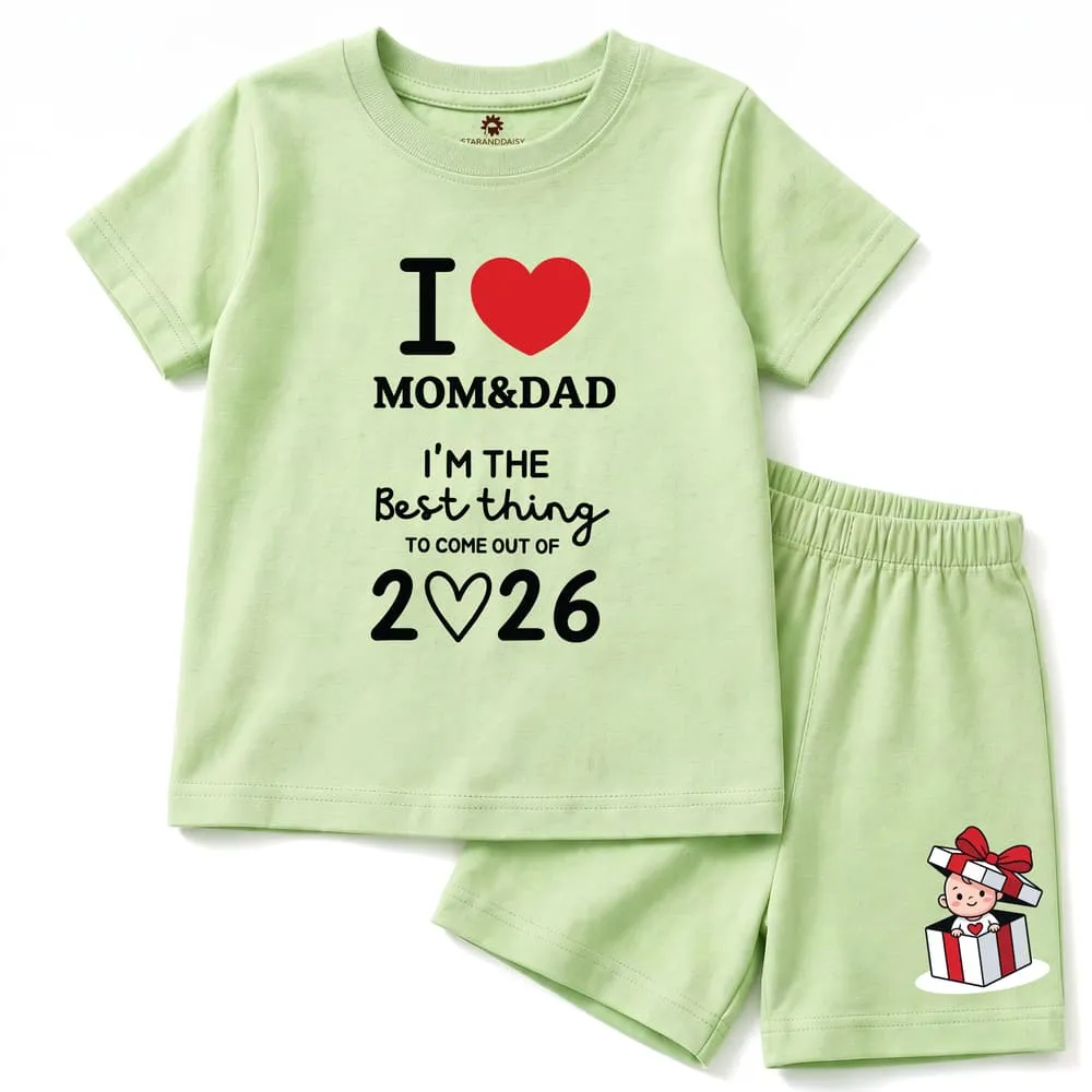 baby tshirt green i love mom dad