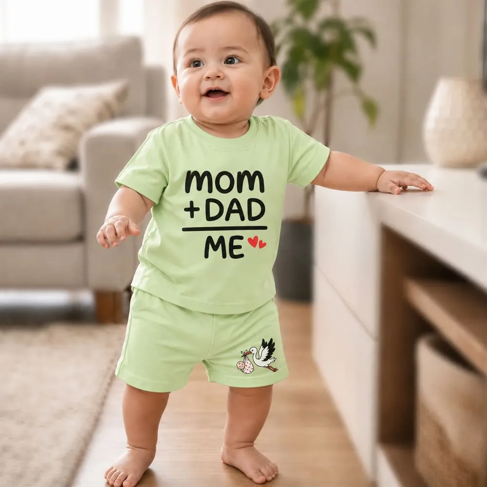 baby tshirt green mom dad me