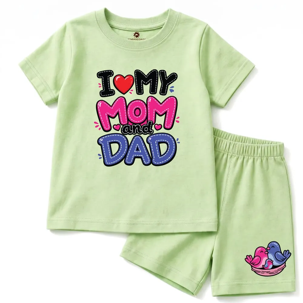 baby tshirt green mom dad