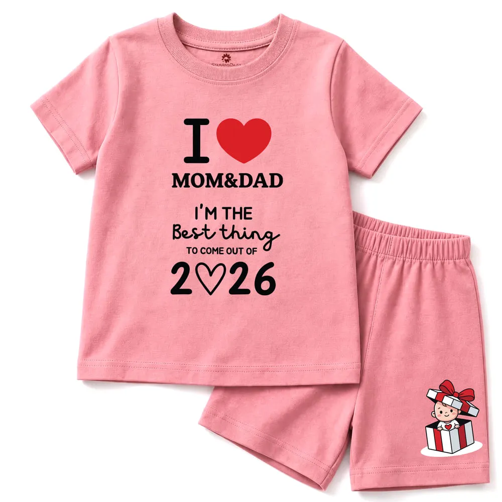 baby tshirt pink I love mom dad