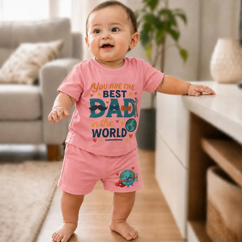 baby tshirt pink best dad world boy
