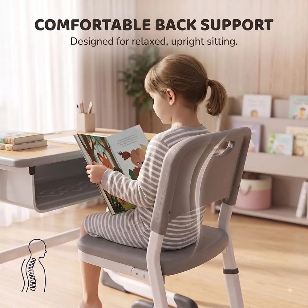 back support while learning Smart Kids Study table yellow