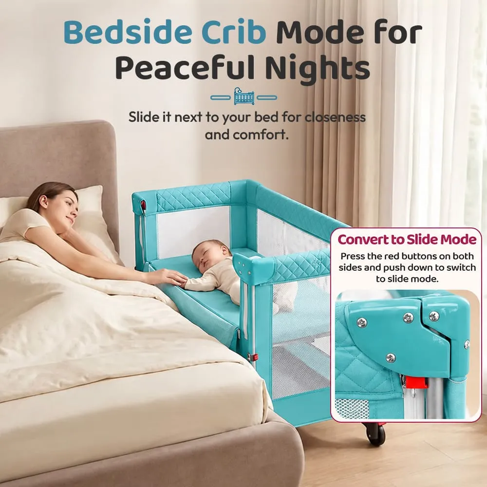 bedside crib Cozycove Baby Crib Light green